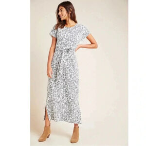 Anthropologie Dolan Textured Knit Belted Leopard Print Midi Dress Size Small